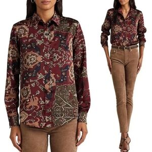 🔥Ralph Lauren | Satin Charmeuse Long Sleeve Shirt